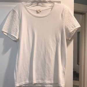 JCrew Eyelet sleeve T-shirt